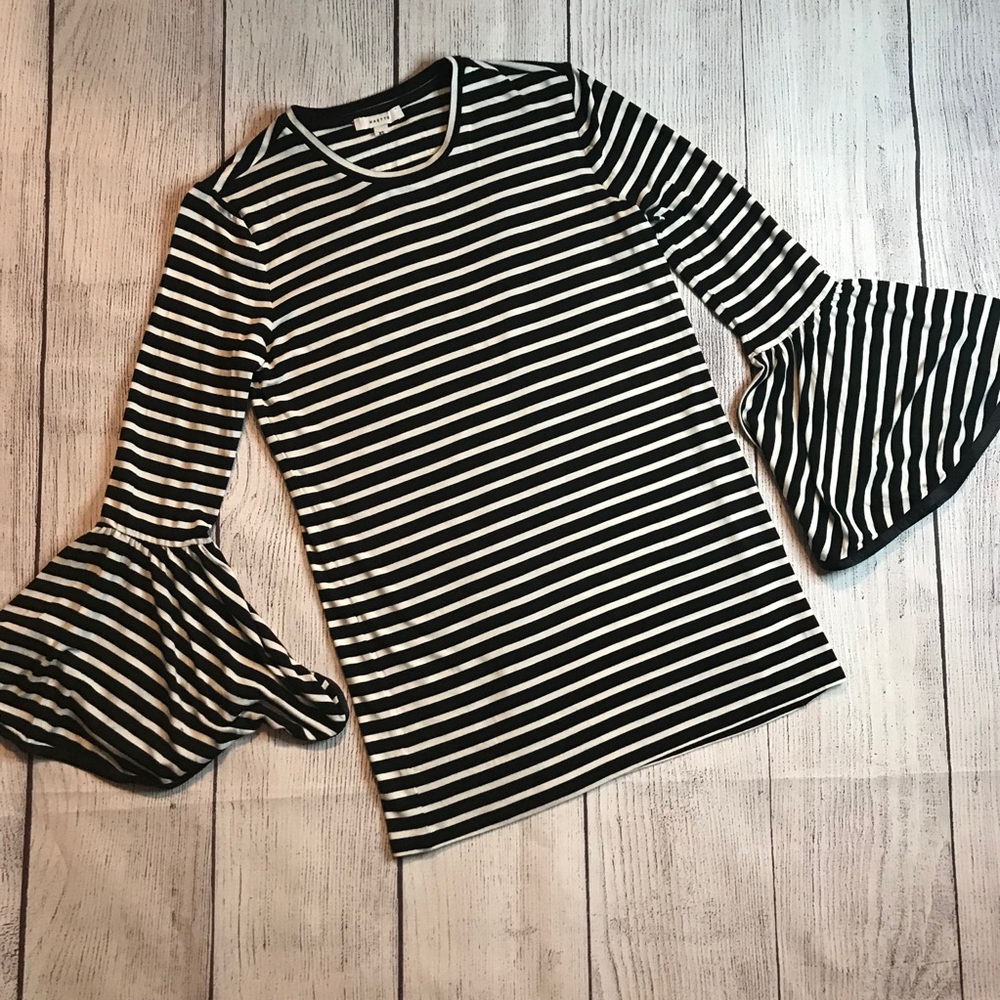 Maette Black & White Striped Top Size XS